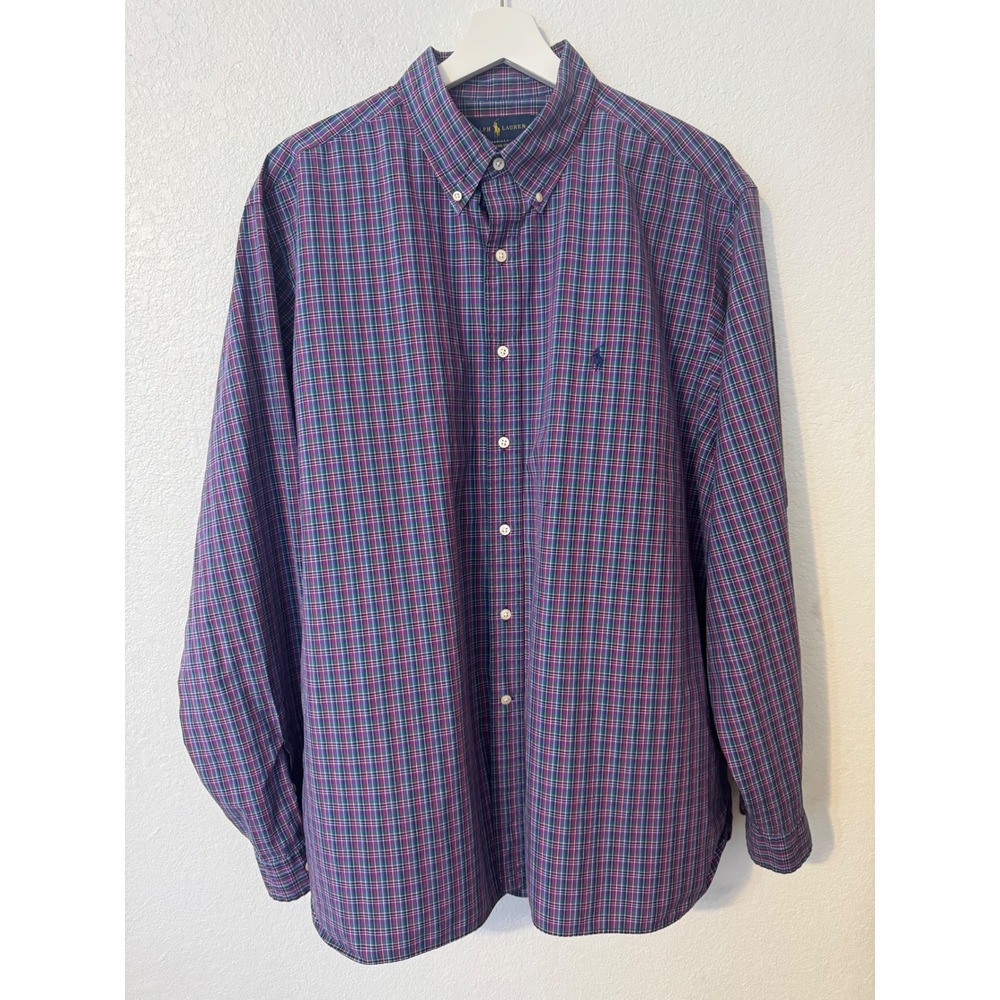 Ralph Lauren Plaid Button Down Shirt Classic Fit Long Sleeve Size 18